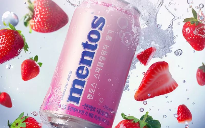 Mentos Sparkling Water Strawberry 355ml