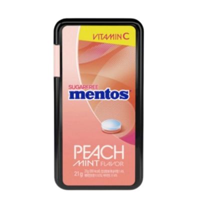 Mentos Peach Flavor 17.5g x 12 Jars x 12 Boxes