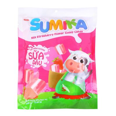 Bibica Sumika Strawberry Milk Candy 350g x 20 Bags