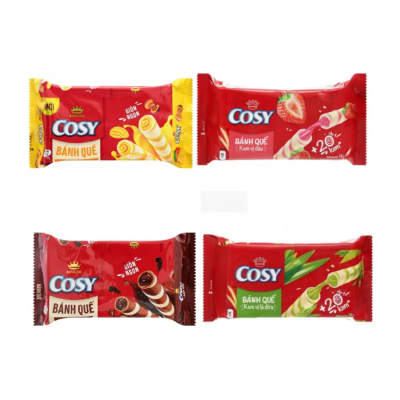 Cosy Wafer Roll Mixed Flavour (Strawberry, Pandan Leaf, Orange) 135g x 24 Bags