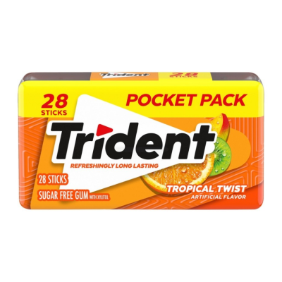 Trident Sugar Free Tropical Fruit 28S 50.4g x 9 boxes x 4 blocks