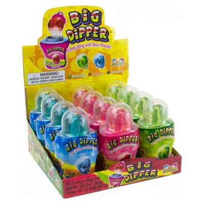 Kidsmania Big Dipper Candy Ring With Sour Powder 30g x 12Pcs x 12 Boxes