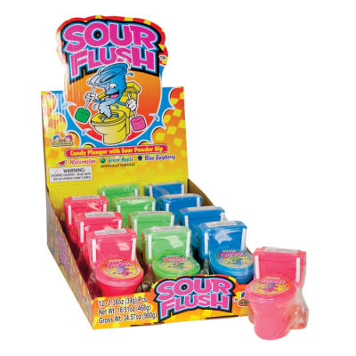 Kidsmania Sour Flush Candy Plunger With Sour Powder Dip 39g x 12Pcs x 12 Boxes