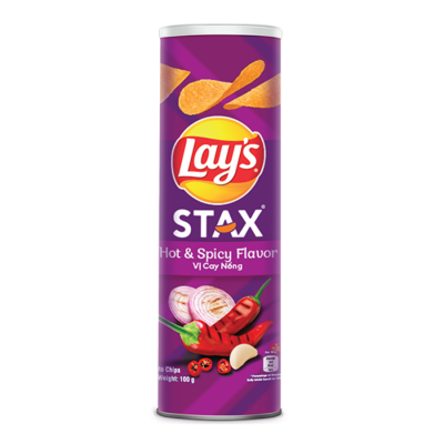 Lay's Stax Hot & Spicy Flavor Potato Chips 100g x 16 Cans