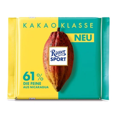 Ritter Sport Dark Chocolate 61% Cocoa 100g x 12 Bars
