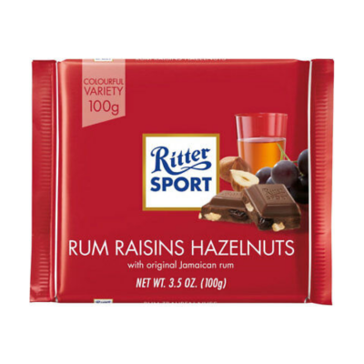 Ritter Sport Rum Raisins Hazelnuts 100g x 12 Bars