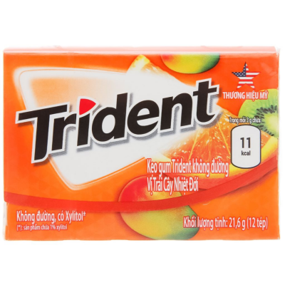 Trident Sugar Free Tropical Fruit 21.6g x 12 Boxes x 6 Blocks