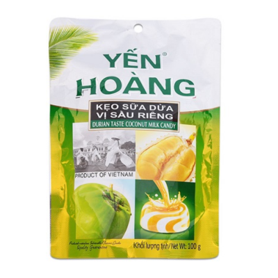 Yen Hoang Crispy Coconut Durian Candy 100g x 50 Bags