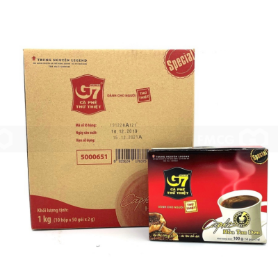 Wholesale G7 Pure Black Instant Coffee 2g x 50 Sachet x 10 Boxes