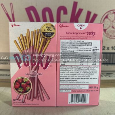 Wholesale Pocky Strawberry Biscuit Stick 38g x 10 Boxes x 12 Blocks