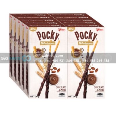 Wholesale Pocky Almond and Chocolate Biscuit Stick 36g x 10 Boxes x 6 Blocks