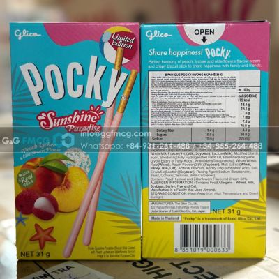 Wholesale Pocky Peach and Lychee Biscuit Stick 31g x 10 Boxes x 6 Blocks