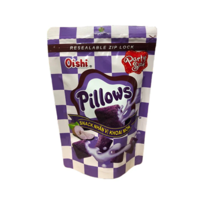 Oishi Pillows Filling Cookie Taro Flavor 80g x 20 Bags