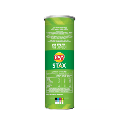 Lay's Stax Sour Cream Onion Potato Chips - Halal 100g x 16 Cans
