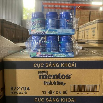 Wholesale Mentos Fresh Action Gum 56g x 6 Jars x 12 Boxes