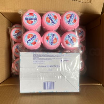 Wholesale Mentos Yoghurt Candy (Strawberry, Peach) 90g x 6 Jars x 8 Boxes