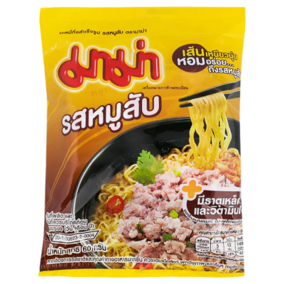 MaMa Instant Noodles Minced Pork Flavour 60g x 30 Bags x 6 Boxes