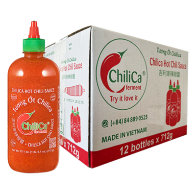 Chilica Hot Chili Sauce 712g x 12 Bottles