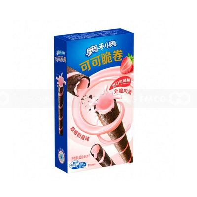 Wholesale Oreo Cocoa Crispy Roll Strawberry Milk Shake 50g x 24pcs 