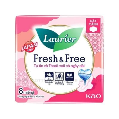 Wholesales Lauríer Fresh & Free Sanitary Pads Thick Wings 8 Piece x 60 Packs