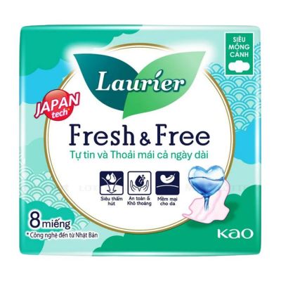 Wholesales Lauríer Fresh & Free Sanitary Pads Ultra Thin Wings 8 Piece x 60 Packs