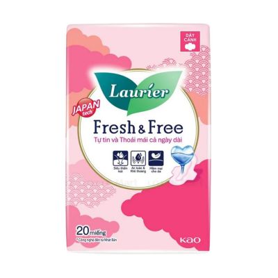 Wholesales Lauríer Fresh & Free Sanitary Pads Thick Wings 20 Piece x 24 Packs