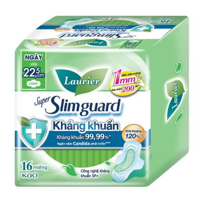Wholesales Lauríer Super Slimguard Day Sanitary Antimicrobial Pads 22cm x 16 Piece x 12 Packs