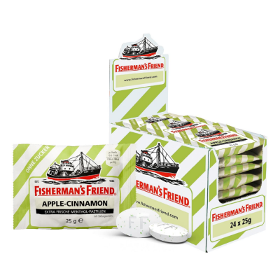 Fisherman's Friend Sugarfree Candy Apple & Cinnamon 22g x 24 Packs x 12 Boxes