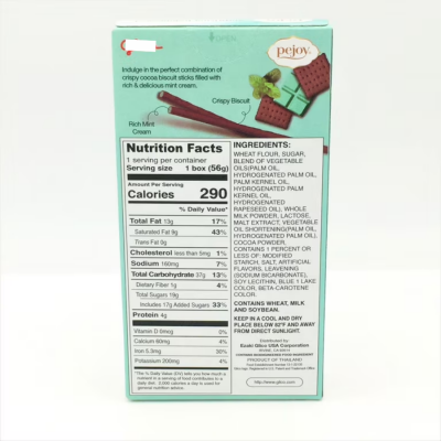 Pejoy Biscuit Sticks with Choco Mint Cream Filling 33g x 10 Boxes x 6 Blocks