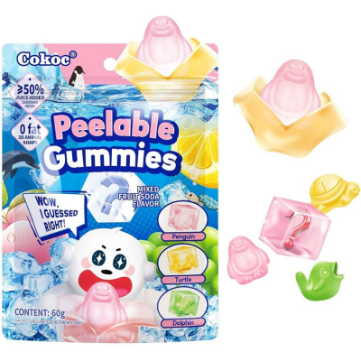 Cokoc Mixed Fruit Soda Peelable Gummy Candy 60g x 50 Bags