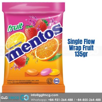 Mentos Single Flow Wrap Fruit 135gr (50 pcs) x 40 bags