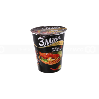 Wholesale 3 Mien Gold Instand Noodle Special Spicy Hot and Sour Shrimp 65g x 24 Cups