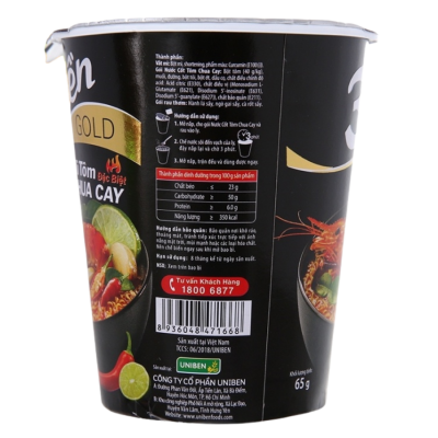 3 Mien Gold Instand Noodle Special Spicy Hot and Sour Shrimp 65g x 24 Cups