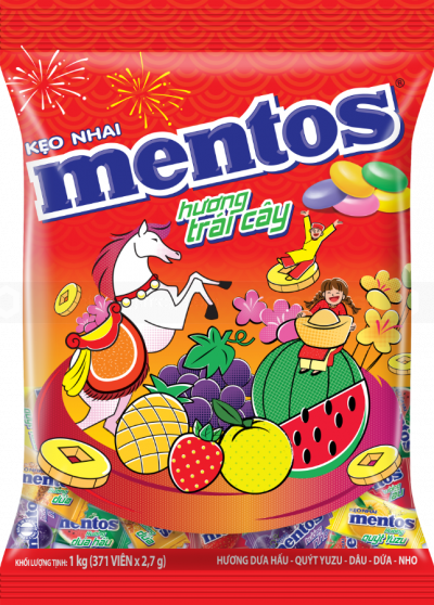 Mentos Mixed Fruit Chewables 1kg x 10 Bags