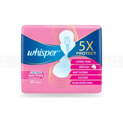 Whisper 5X Ultra Thin Protection 24cm, 13 Pcs x 12 Pack