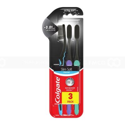 Colgate Toothbrush Slimsoft Charcoal 3Pk