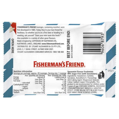 Fisherman's Friend Sugarfree Candy Spearmint 25g x 24 Packs x 12 Boxes