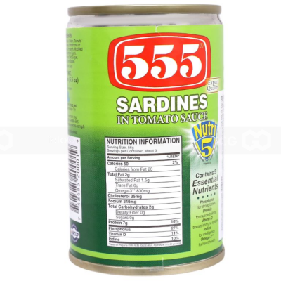 555 Sardines In Tomatoes Sauce 155g x 100 Cans