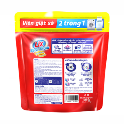 Lix Fragrant Laundry Detergent Tablets 15g x 8 Bags