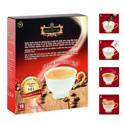 King Coffee 3 in 1 Instant Coffee 16g x 10 Sticks x 48 Boxes