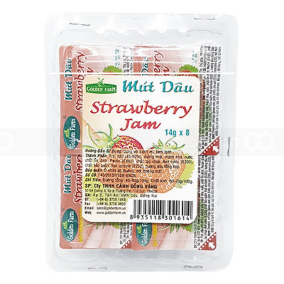 Wholesale Golden Farm Strawberry Jam 14G X 8 Sachets X 8 Blocks