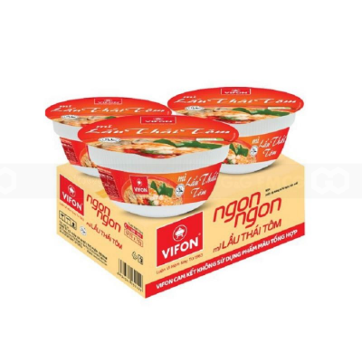 Wholesale Vifon Ngon Ngon Thai Hotpot & Shrimp Instant Noodle 71g x 12 Bowls