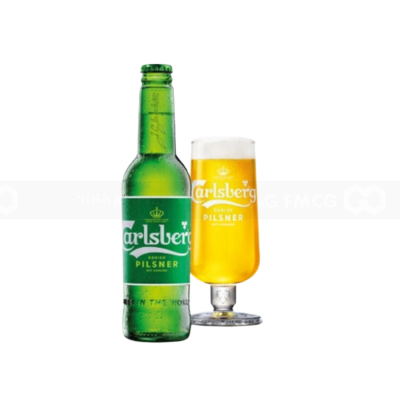 Wholesale Carlsberg Pilsner Beer 5% ABV 330ml x 24 Glass Bottles 