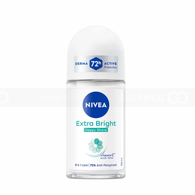 Nivea Extra Bright Happy Shave Deodorant Roll On Women 50ml x 24 pcs