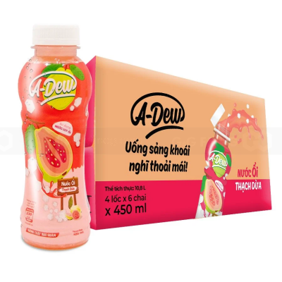 A-Dew Guava Juice Drink With Jelly Coconut 450ml x 24 Bottles