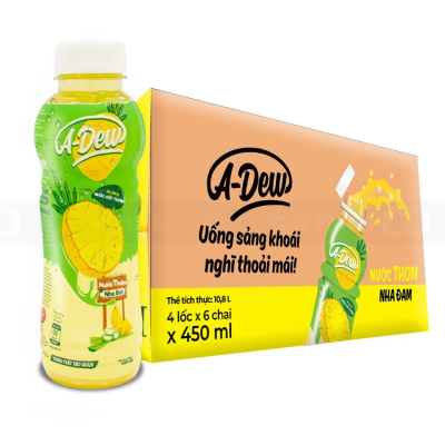A-Dew Pineapple Juice Drink With Aloe Vera Pulp 450ml x 24 Bottles