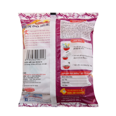 Acecook Hang Nga Hue-style Beef Vermicelli Soup 75g x 30 Bags (Halal)