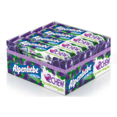 Alpenliebe 2 Chew Grapes 24.5g x 16 Sticks x 24 Pouches
