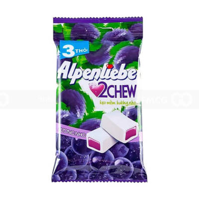 Alpenliebe 2 Chew Grapes 73.5g ( 3 Sticks X 24.5g) x 70 Bags
