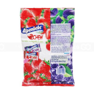 Alpenliebe 2 Chew Grapes & Strawberry 220.5g x 24 Bags